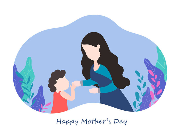 Дизайн баннера или плаката с иллюстрацией мамы и ее ребенка
 - Вектор,изображение