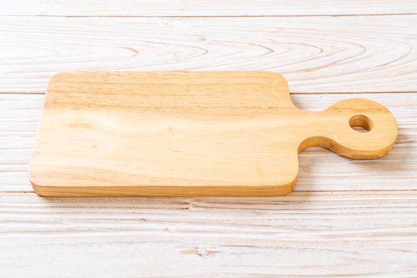 empty cutting wooden board with kitchen cloth - Zdjęcie, obraz
