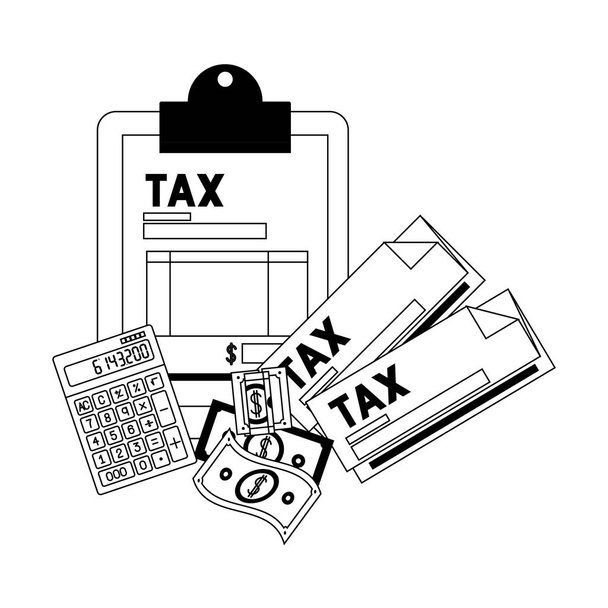 Zwischenablage Steuern mit Rechner und Rechnungen - Vektor, Bild