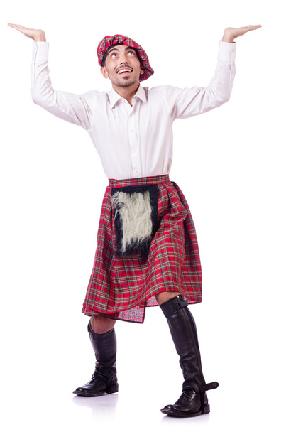 escocés hombre empujando virtual obstáculo
 - Foto, imagen