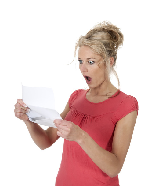 Shocked woman reading bad news - Фото, зображення