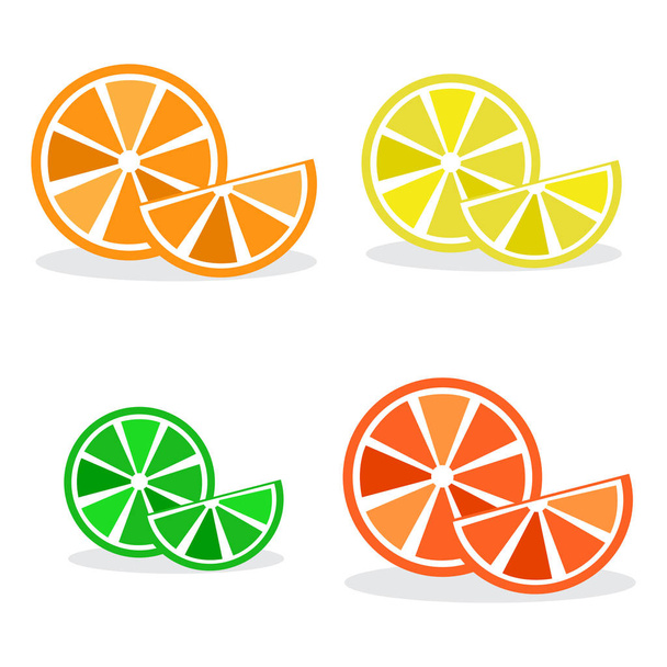 Set of citrus fruits, colorful vector illustration - Vector, Image