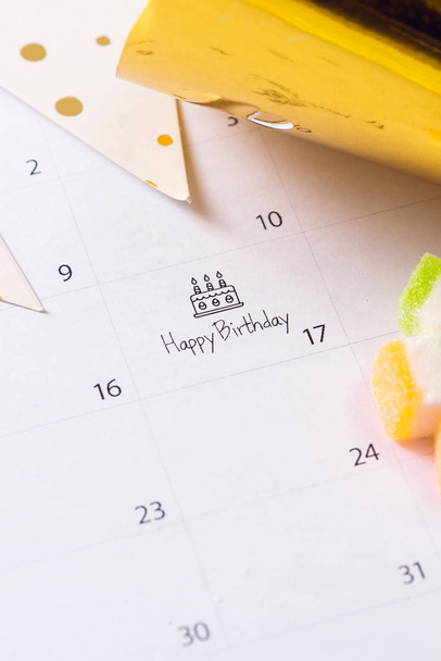 writing cake on calendar happy birthday - Photo, Image