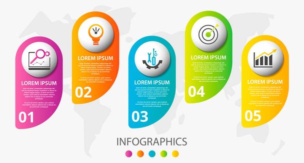 Vector infographic 3D template for five label, diagram, graph, presentation and circles. Business concept with 5 options. For content, flowchart, steps, parts, timeline, workflow, chart. EPS10 - Vector, Image