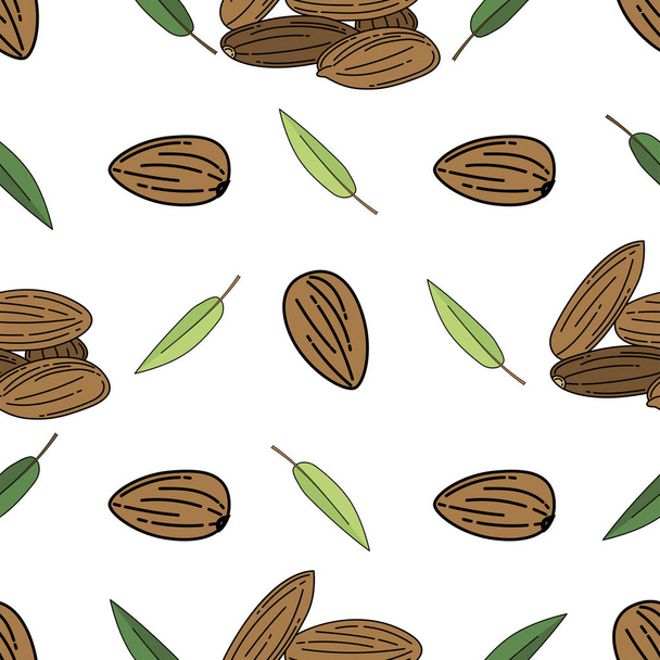 Almond colored isolated seamless pattern on white background. - Vetor, Imagem