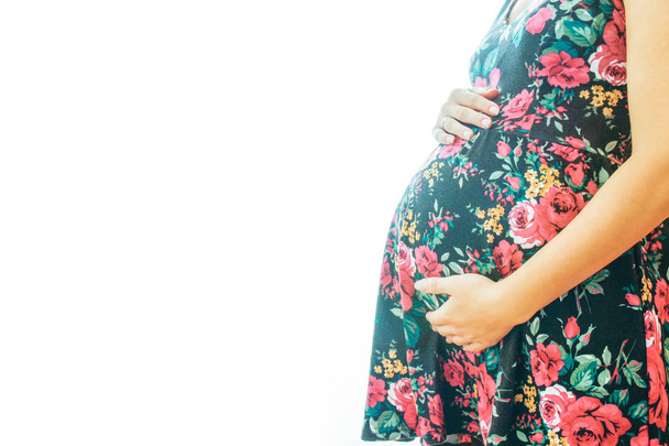 pregnant girl on a white background - Photo, Image