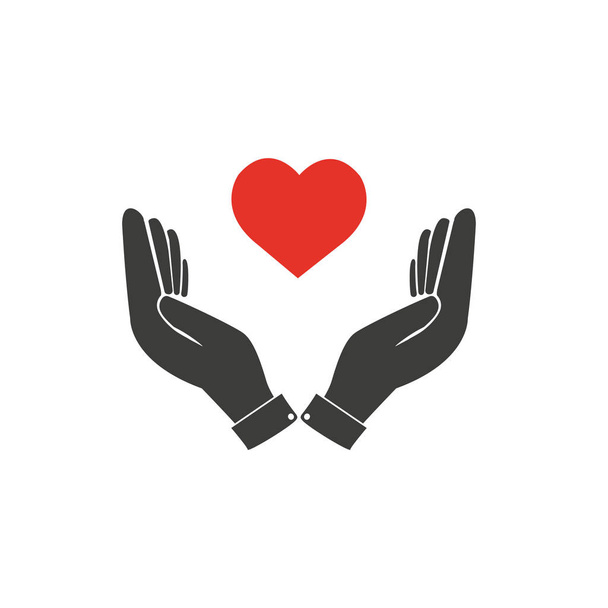Corazón en la mano símbolo o icono. Plantilla de logotipo para caridad, salud. Ilustración vectorial - Vector
 - Vector, imagen