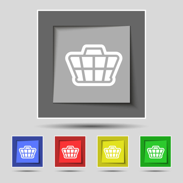 Shopping Cart icon sign on original five colored buttons. illustration - Photo, image