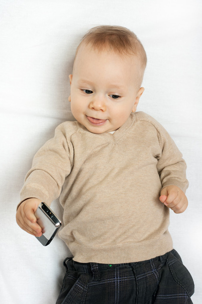 Little boy with mobile phone - Foto, Imagem