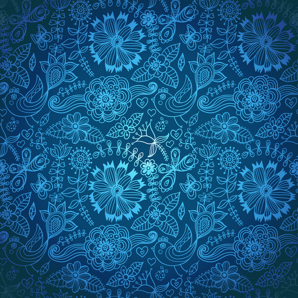 Floral seamless pattern, endless texture with ornate flowers. - Vetor, Imagem