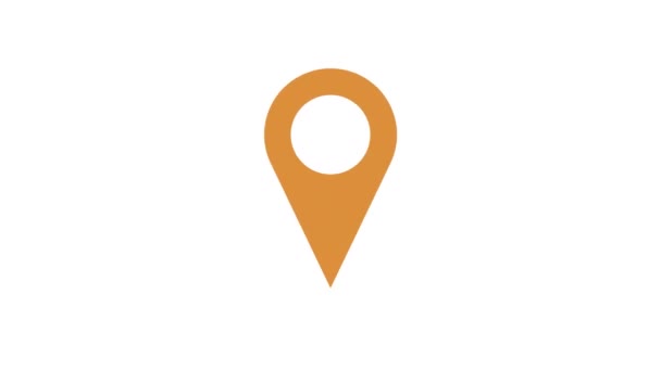 Rotating geolocation icon. Yellow sign. Infographic marker of logistics map - Footage, Video