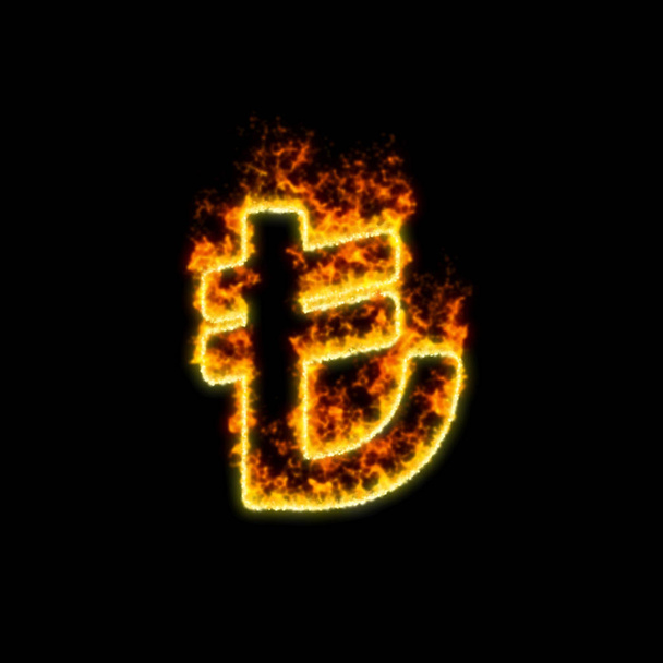 A szimbólum líra jel éget piros tűz  - Fotó, kép
