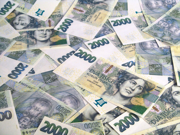 χρήματα - Τσεχικά κορώνες σημειώσεις - Φωτογραφία, εικόνα