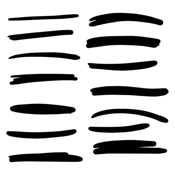Handmade Set of Underline Strokes. Vector strokes in grunge marker style.  - Vector, Image