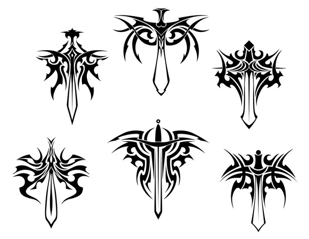 Tattoo with swords and daggers - Vector, Image