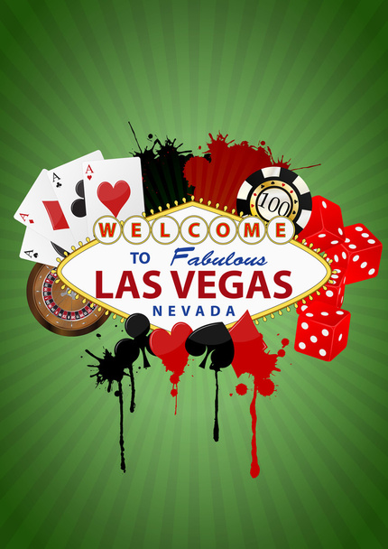 Vector Illustration Of Welcome To Fabulous Las Vegas Sign And Gambling  Elements Including Cards, Dices, Chips, And Slot Machine Royalty Free SVG,  Cliparts, Vectors, and Stock Illustration. Image 25667132.