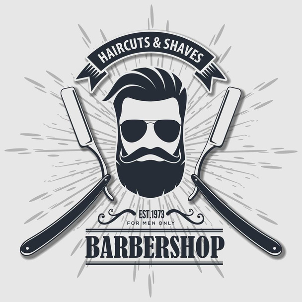 Etichetta, distintivo o emblema vintage da barbiere
.  - Vettoriali, immagini