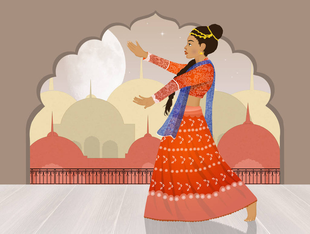 illustration of Indian Bollywood dance - Φωτογραφία, εικόνα