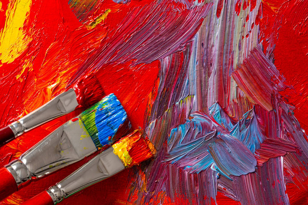 pintura al óleo abstracta con pinceles
 - Foto, imagen