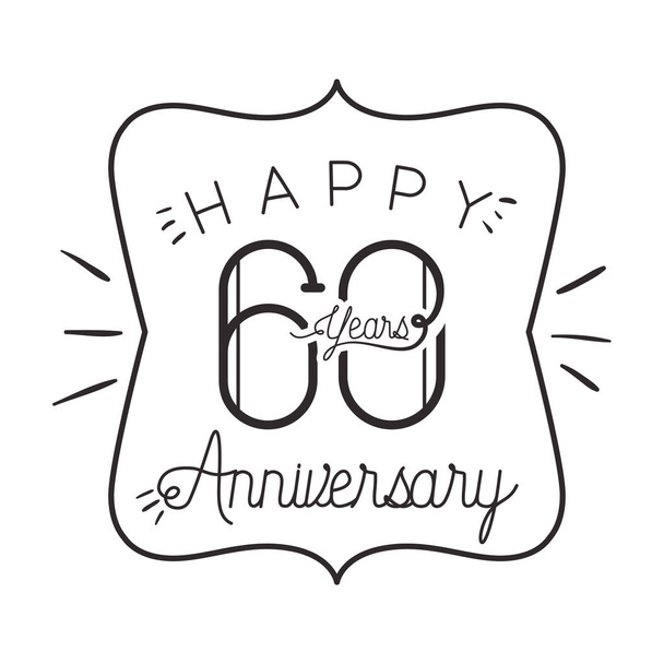 number 60 for anniversary celebration card icon - Vector, Image