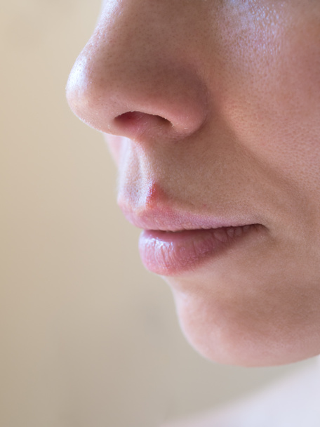 Cold sores. Close-up of the female face, selective focus. - Photo, image