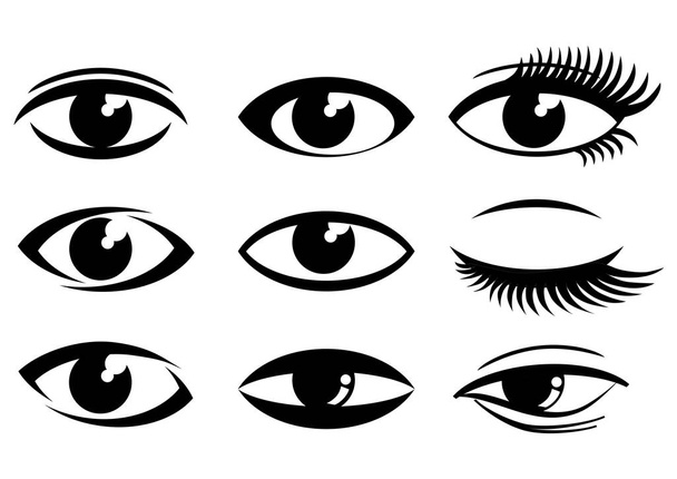 eyes icons set vector - Vector, Image