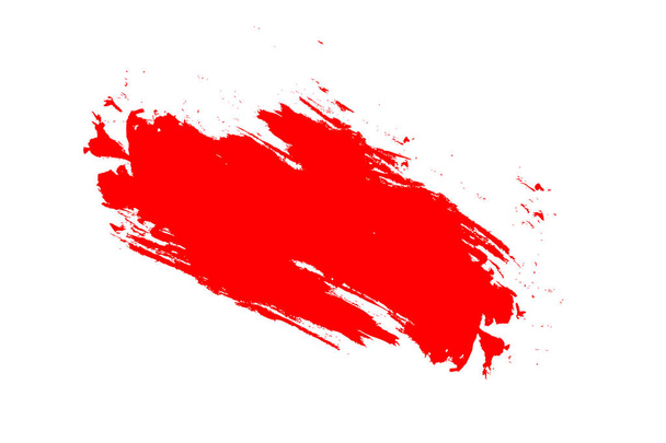 Aquarell-Pinselstriche. roter Hintergrund. Farbe Grunge Textur. Rot auf Weiß. Pinselstriche mit trockenen Ecken und Kanten. abstrakte Malerei.Vektor. Ausdrucksstarkes Banner. Ölfleck - Vektor, Bild