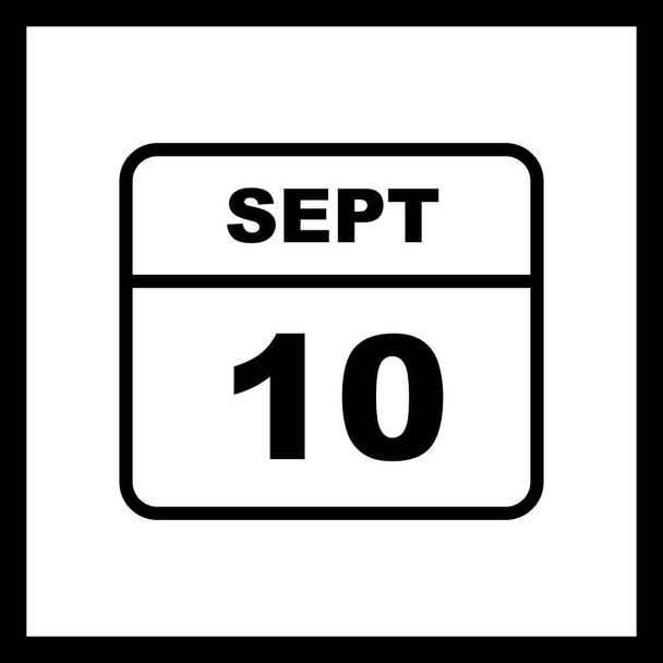 10th Σεπτεμβρίου ημερομηνία σε ημερολόγιο μίας ημέρας - Φωτογραφία, εικόνα