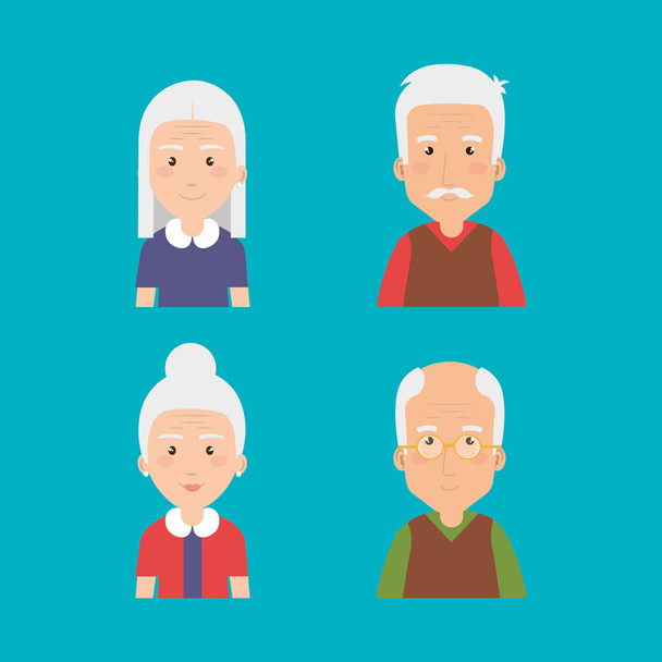 abuelos grupo avatares caracteres
 - Vector, Imagen