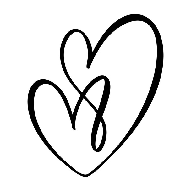 Coeur dessiné à la main signe d'amour. Illustration vectorielle de calligraphie romantique. Concepn icône symbole pour t-shirt, carte de vœux, mariage par affiche. Conception élément plat de la Saint-Valentin
 - Vecteur, image