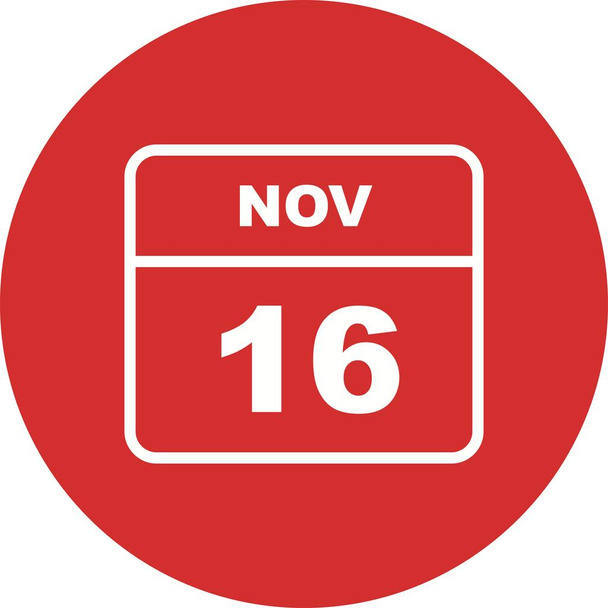 16 de noviembre Fecha en un calendario de un solo día
 - Foto, Imagen