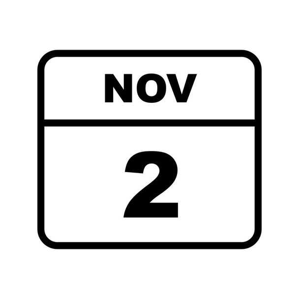 2 de noviembre Fecha en un calendario de un solo día
 - Foto, imagen
