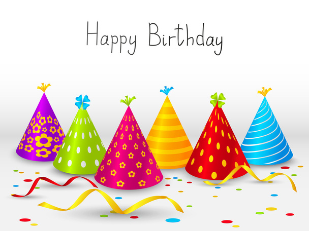 Birthday hats background with place for text - Vector, afbeelding