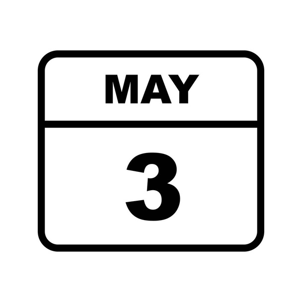 Május 3. dátum egy egynapos naptár - Fotó, kép