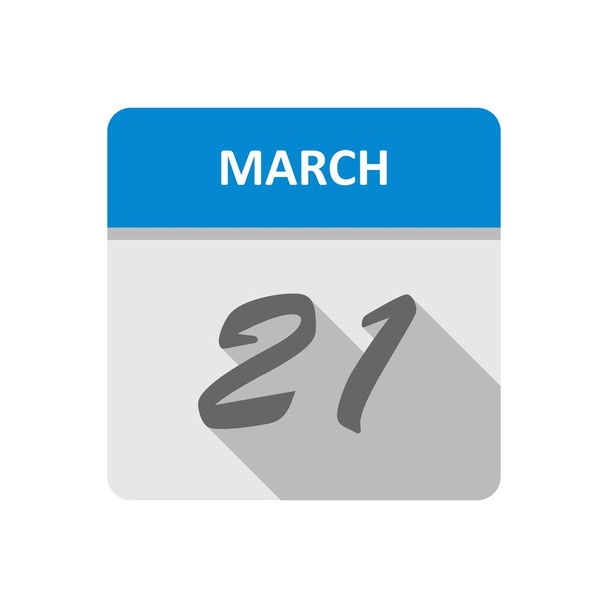 21ο Μαρτίου ημερομηνία σε ημερολόγιο μίας ημέρας - Φωτογραφία, εικόνα