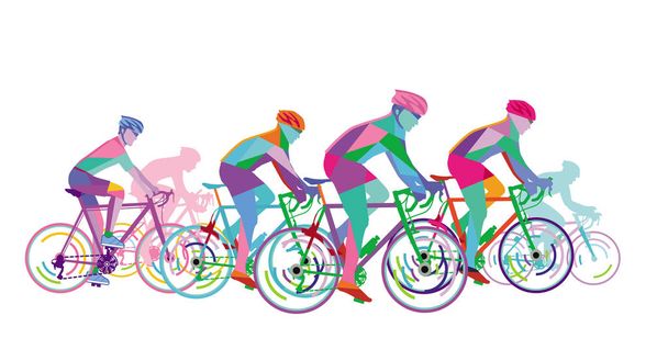 un grupo de ciclistas de carreras
 - Vector, Imagen