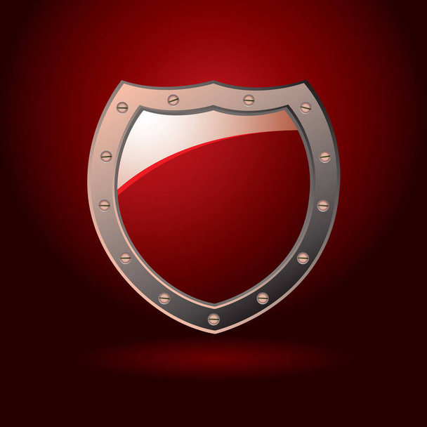 Bright red secure sheild with screws and spot light background - Foto, immagini