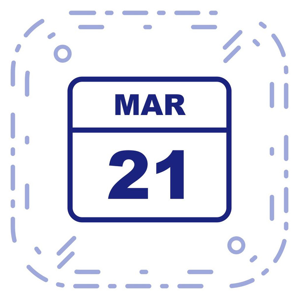21ο Μαρτίου ημερομηνία σε ημερολόγιο μίας ημέρας - Φωτογραφία, εικόνα