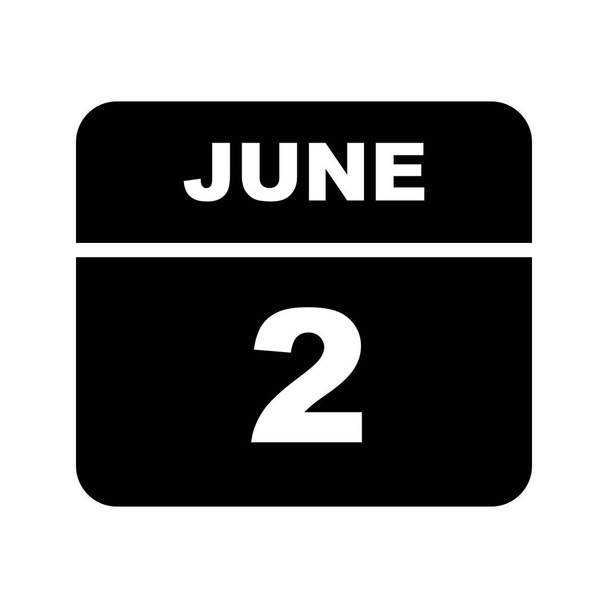 Június 2. dátum egy egynapos naptárban - Fotó, kép
