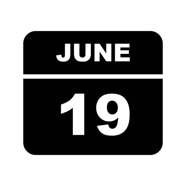 19 juin Date sur un calendrier d'un seul jour
 - Photo, image