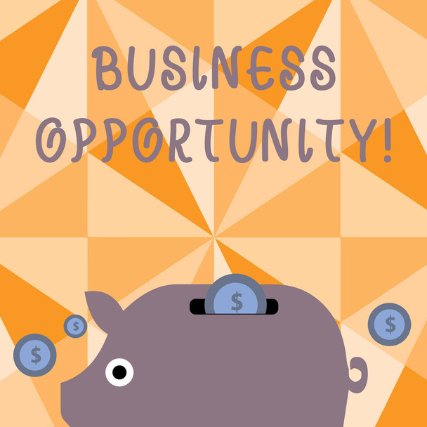 Teksti merkki osoittaa Business Opportunity. Käsitteellinen valokuva-investointi, jonka avulla ostaja voi aloittaa yrityksen Värikäs Piggy Money Bank ja kolikot dollarilla Valuutta Kirjaudu sisään
. - Valokuva, kuva