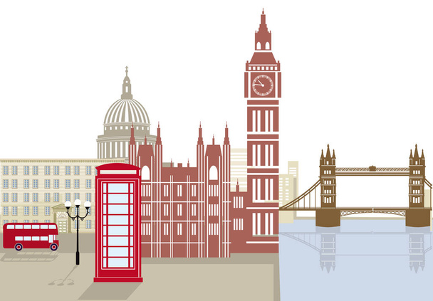 Silueta de la ciudad Londres, punto de referencia Inglaterra
 - Vector, imagen