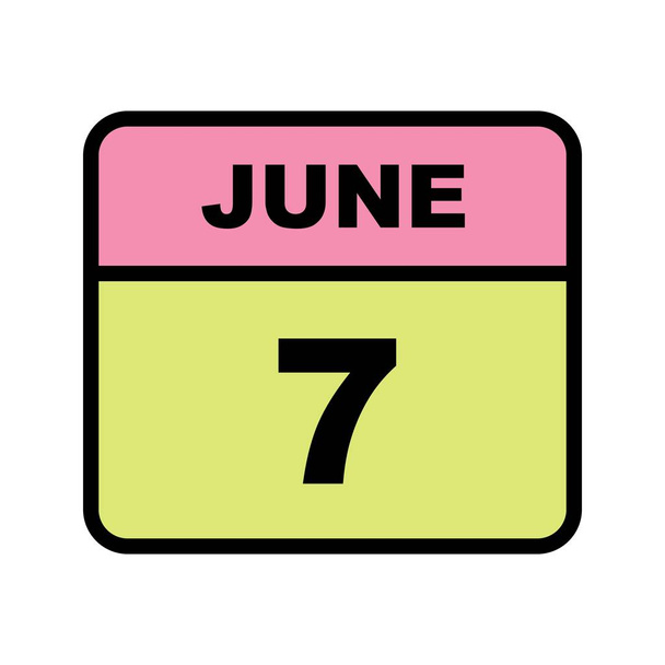 7 juin Date sur un calendrier d'un seul jour
 - Photo, image