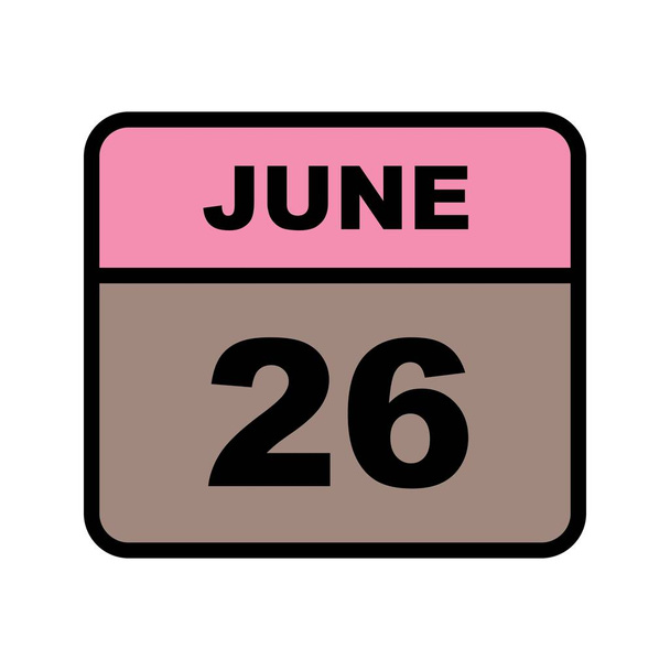 June 26th Date on a Single Day Calendar - Photo, Image