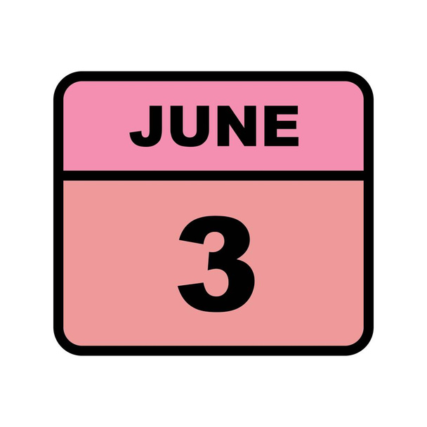 3ο Ιουνίου ημερομηνία σε ημερολόγιο μίας ημέρας - Φωτογραφία, εικόνα