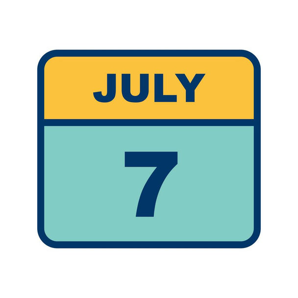 7 lipca Data w kalendarzu jednodniowe - Zdjęcie, obraz