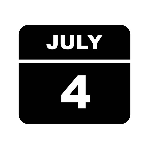 1日のカレンダーの7月4日の日付 - 写真・画像