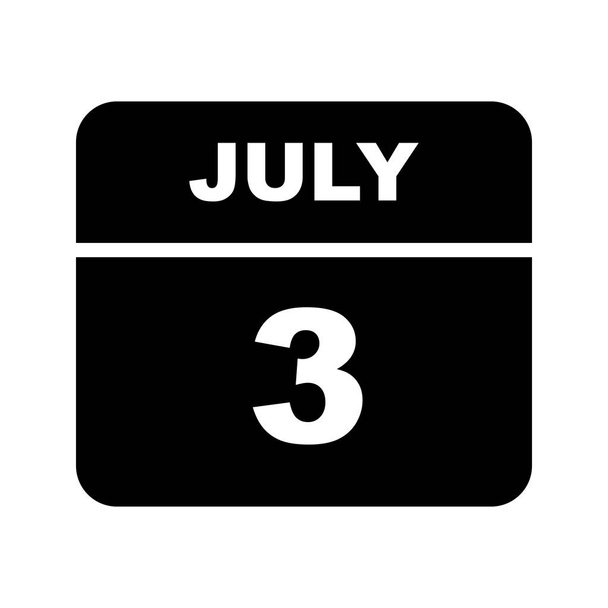 3 de julio Fecha en un calendario de un solo día
 - Foto, Imagen