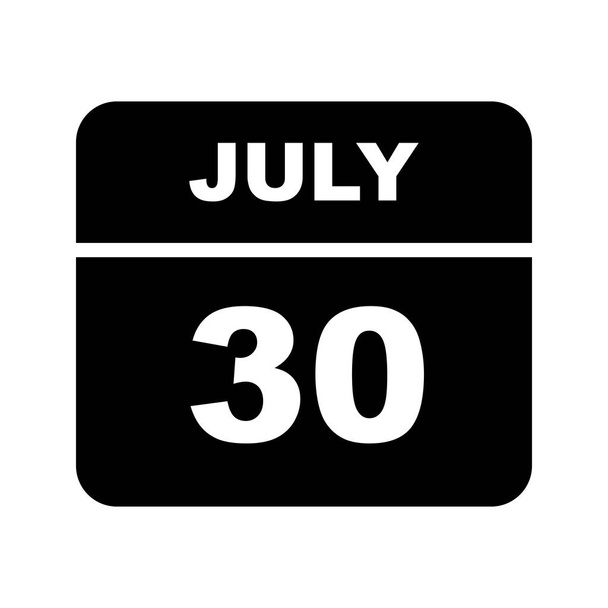 30 juillet Date sur un calendrier d'un seul jour
 - Photo, image