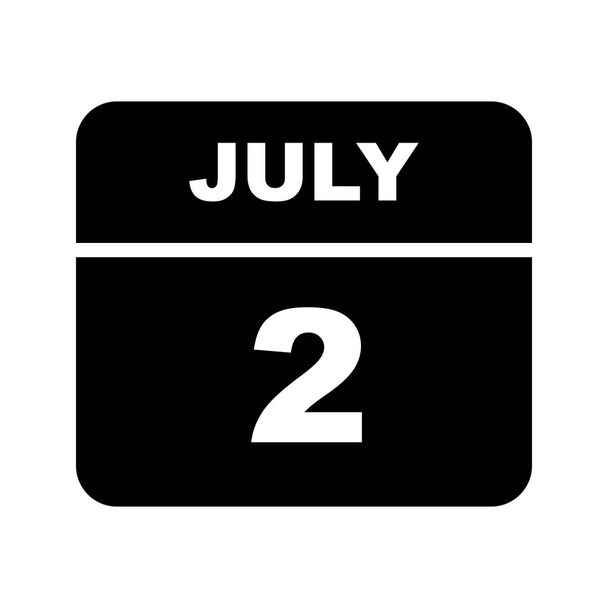 2ο Ιουλίου ημερομηνία σε ημερολόγιο μίας ημέρας - Φωτογραφία, εικόνα